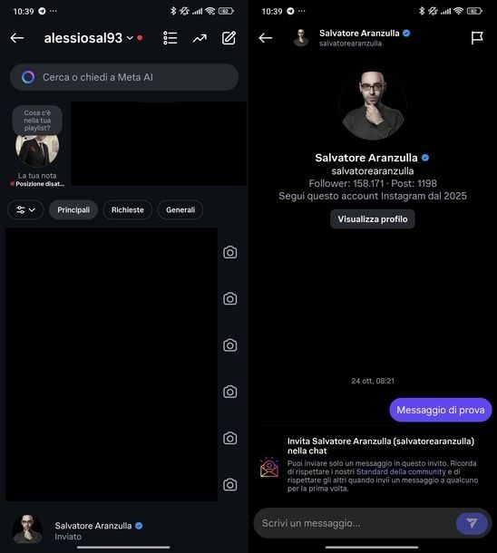 Interagire con account Instagram Android