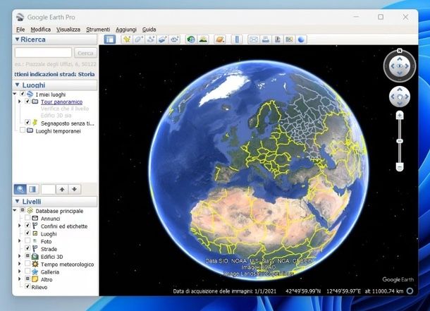 Google Earth Pro interfaccia