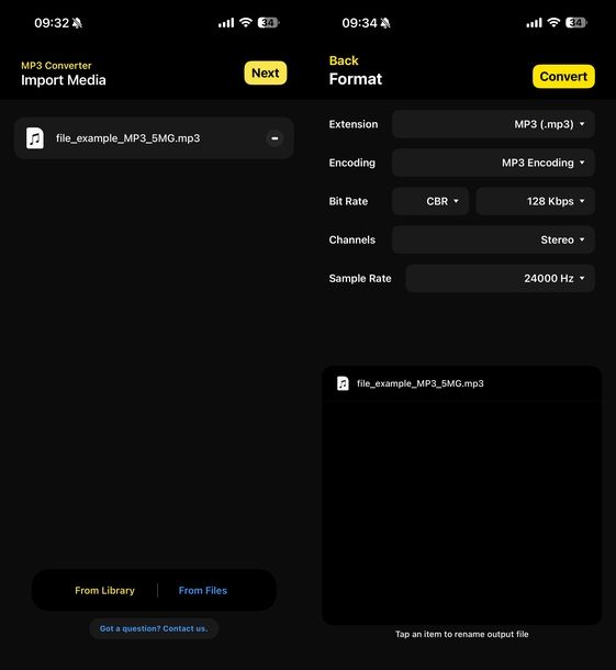 Audio Converter app iOS