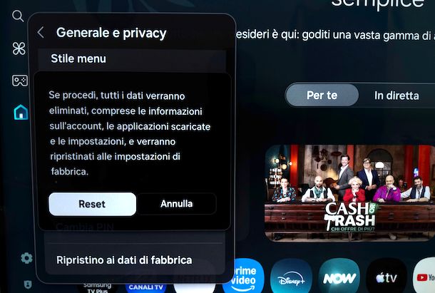 Resettare Smart TV Samsung