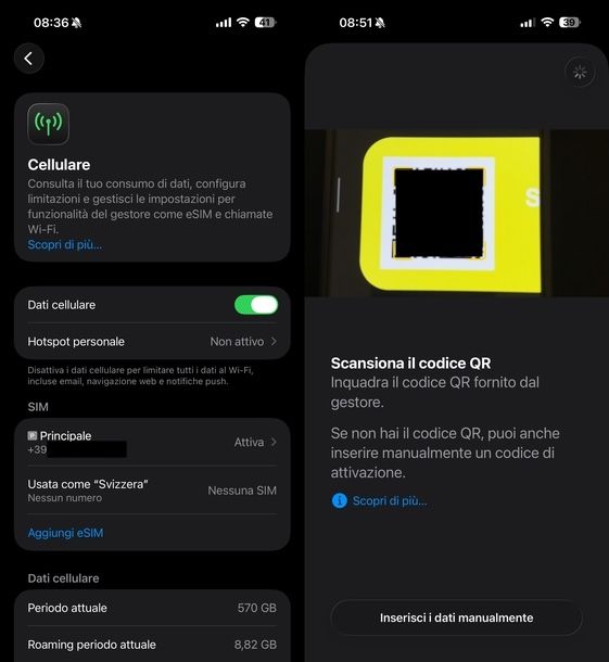 Installare eSIM Saily iOS
