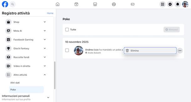 Annullare poke Facebook