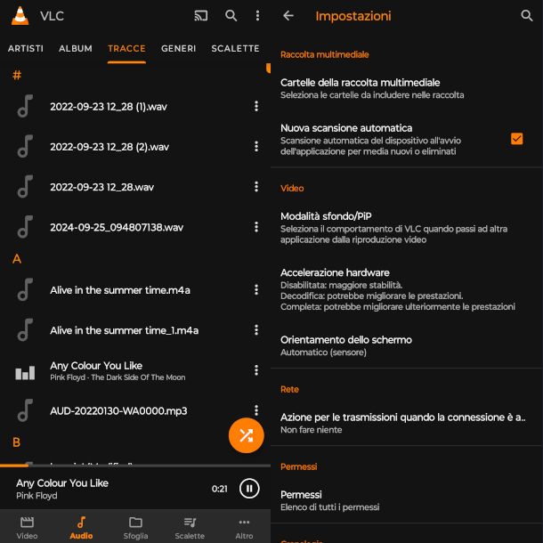 schermate app VLC