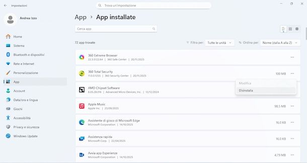 Disinstallare 360 Total Security