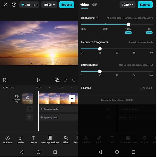 Salvare video CapCut su Android