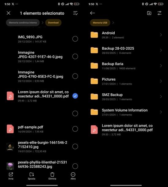 Salvare presentazione Canva su chiavetta Xiaomi