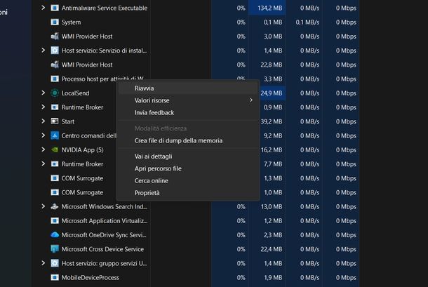 Riavviare interfaccia grafica Windows
