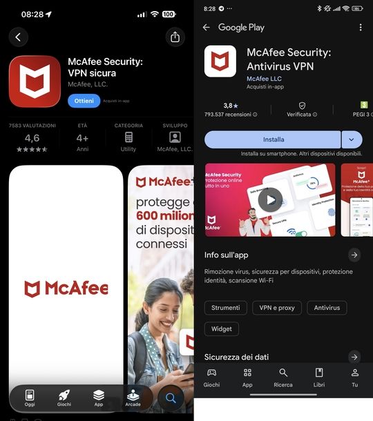 Installare app McAfee