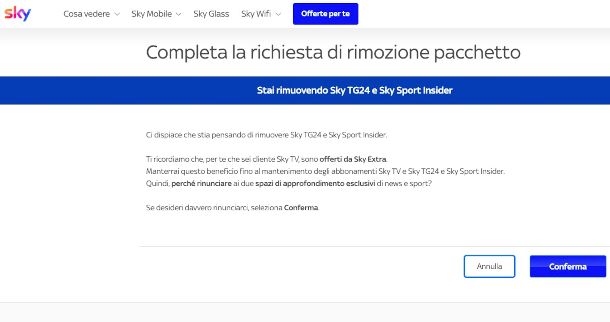 disattivazione Insider per clienti Extra