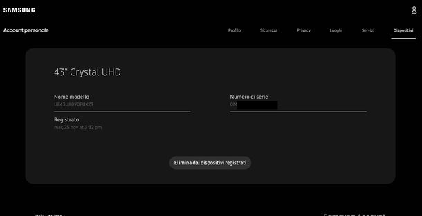 Trovare codice TV Samsung sito Web