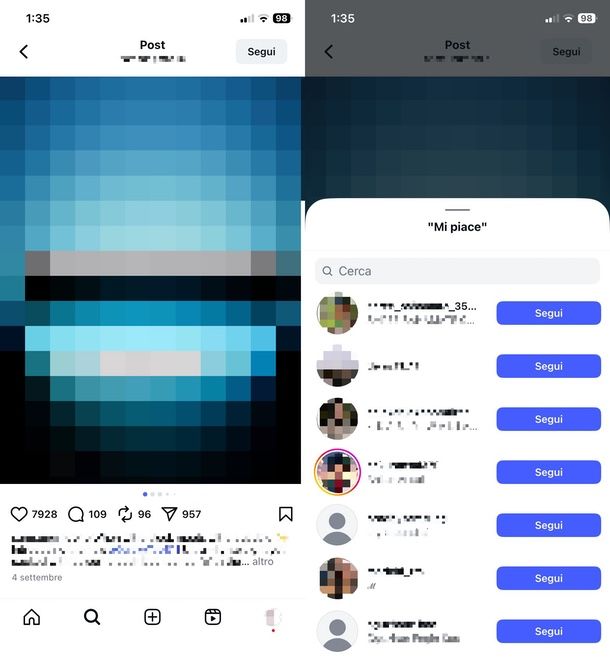 Esaminare Mi piace Instagram
