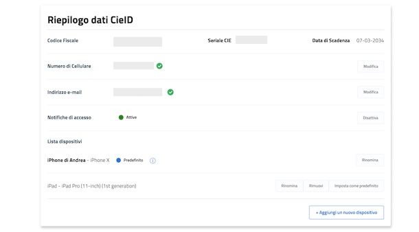Certificare nuovo dispositivo CIE