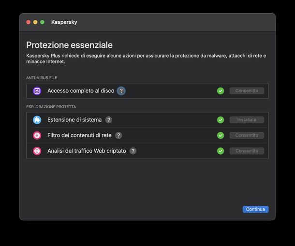 Installazione Kaspersky macOS