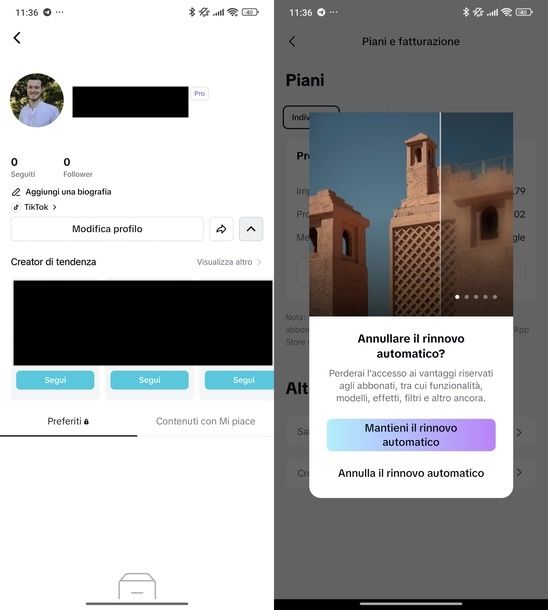 Annullare abbonamento CapCut app Android
