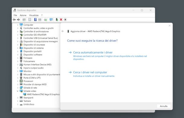 schermata Gestione Dispositivi Windows