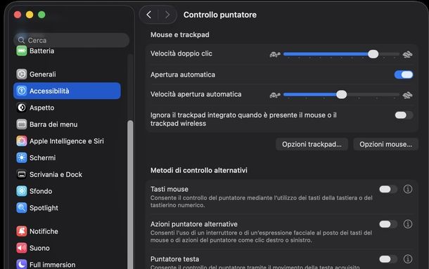 Verificare attivazione trackpad macOS