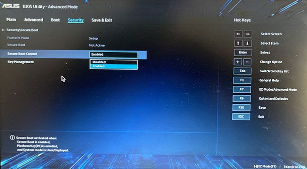 Come attivare Secure Boot ASUS