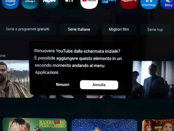 Eliminare singole icone app Smart TV Samsung