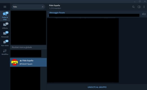 Cercare gruppo su Telegram Windows