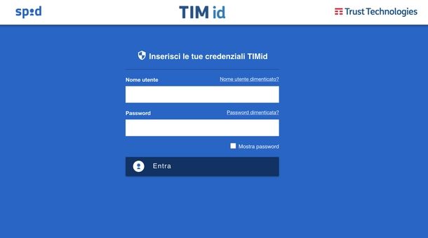 Cambiare password SPID TIM id