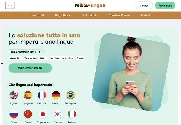 MosaLingua sito Web