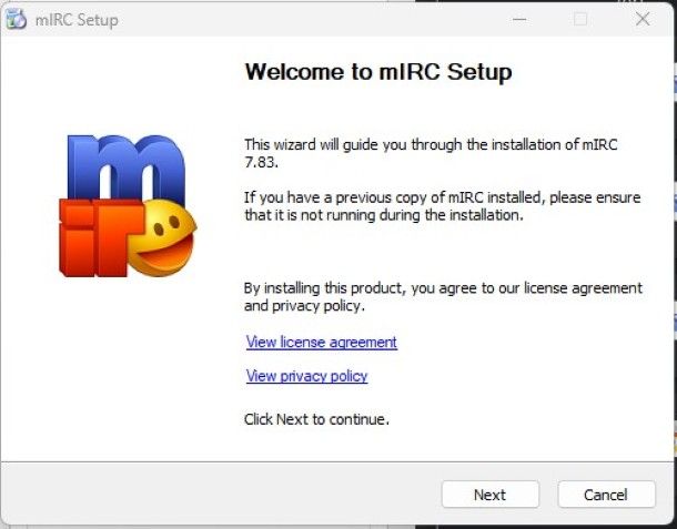 Installazione mIRC