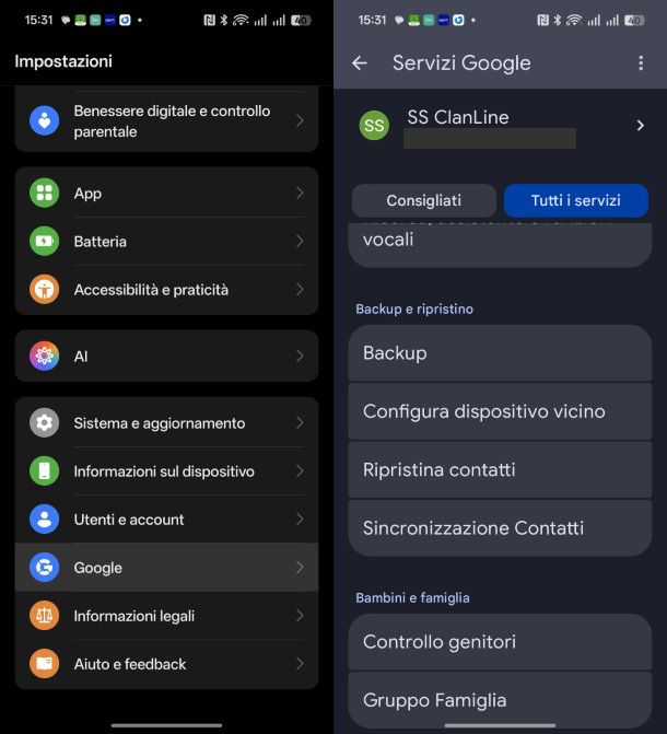 Ripristino Contatti Google