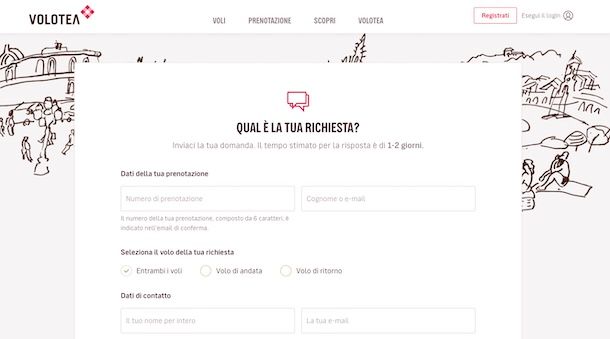 Contattare Volotea via mail