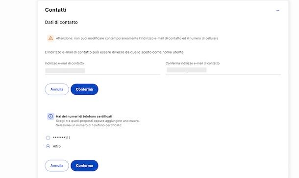 Modificare numero di telefono PosteID