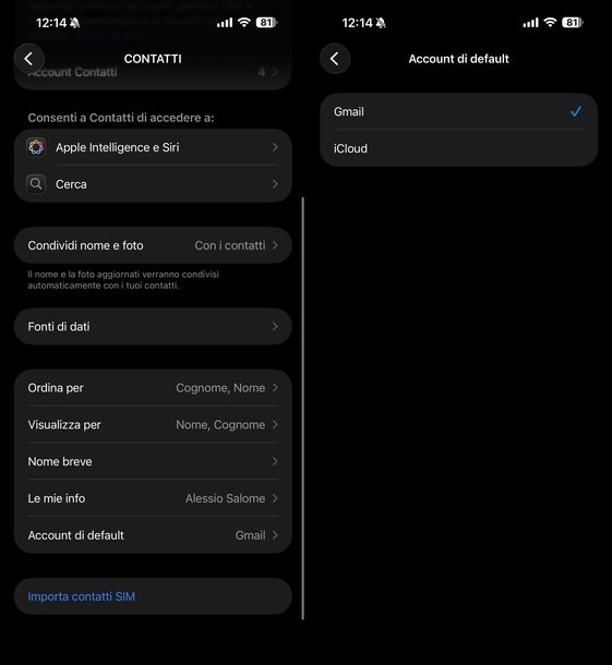 Sincronizzare nuovi contatti iPhone con Gmail