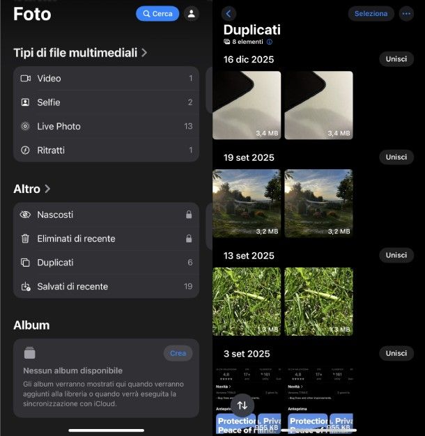 App Foto dell'iPhone per eliminare le foto doppie