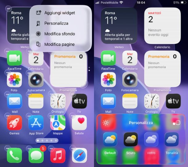 Personalizzazione schermata Home iOS