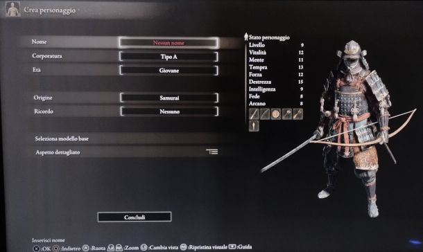 schermata classe Samurai