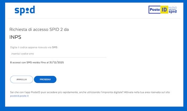 Accedere a SPID con SMS
