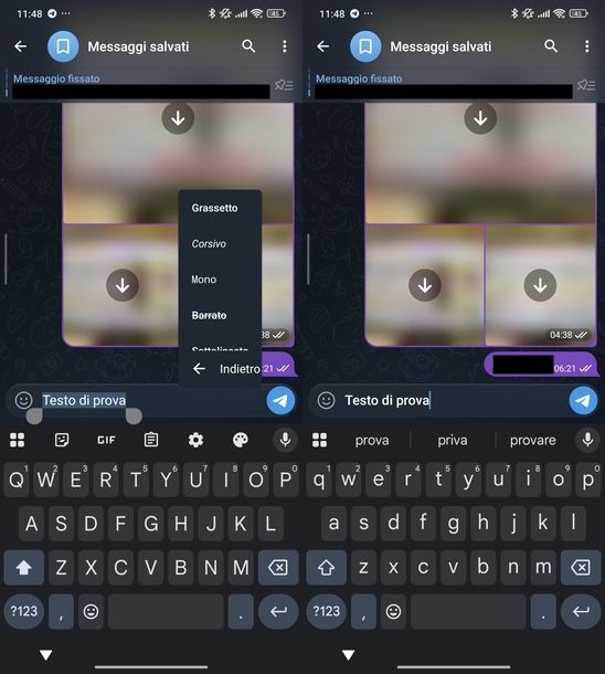 Scrivere in grassetto su Telegram Android