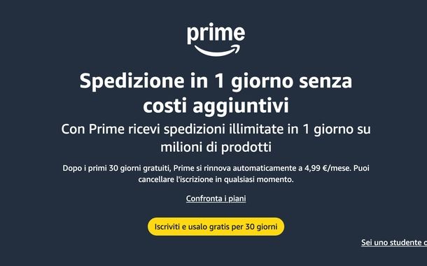 Prova gratuita 30 giorni Amazon Prime