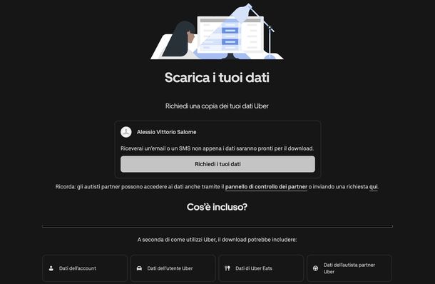 Scaricare dati account Uber