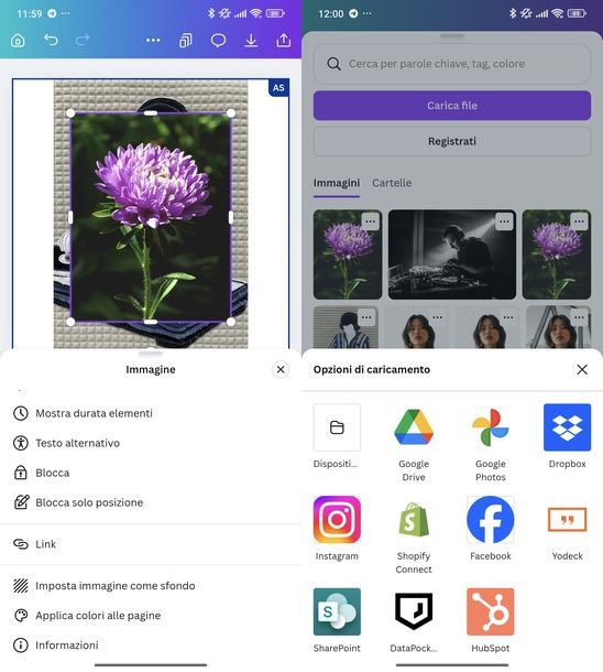 Mettere sfondo personalizzato Canva Android