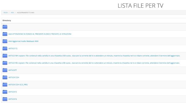 schermata sito per download firmware aggiornati Akai