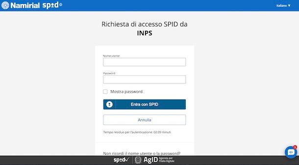 Accedere a SPID Namirial