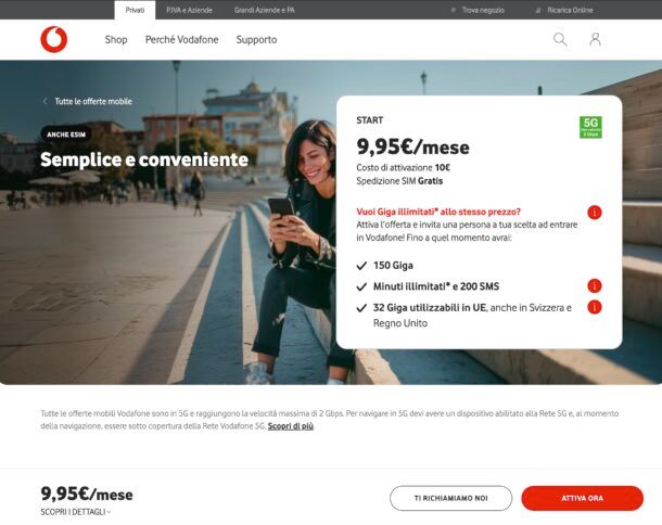 Offerta Vodafone ricaricabile/abbonamento
