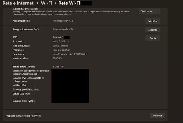 Vedere GHz del WiFi Windows