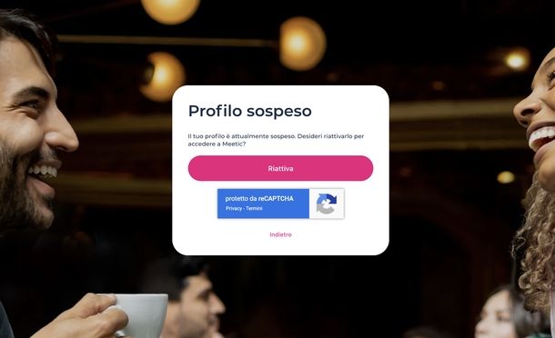 Riattivare account Meetic sospeso