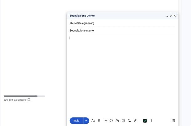 Segnalare su Telegram via email