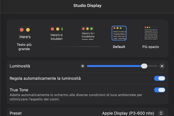 Ridimensionare schermo Mac