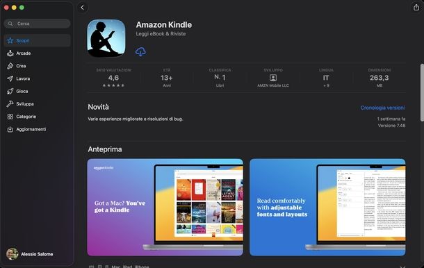 Scaricare Amazon Kindle macOS