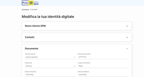 Aggiornare documento SPID Poste