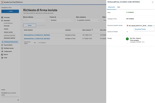 Come monitorare le richieste di firma inviate