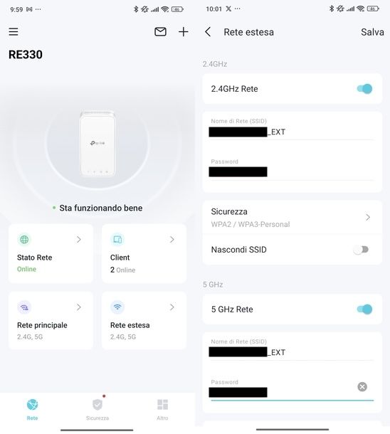 Resettare password Wi-Fi range extender TP-Link app