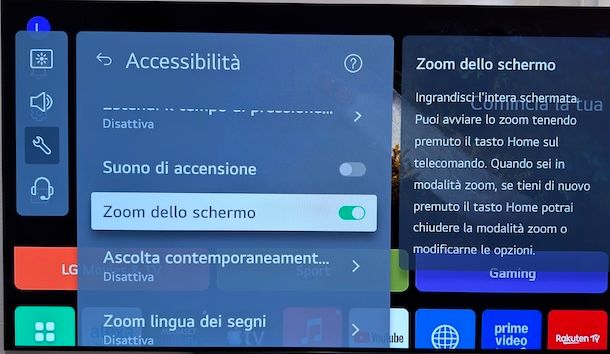 Ridimensionare schermo Smart TV LG
